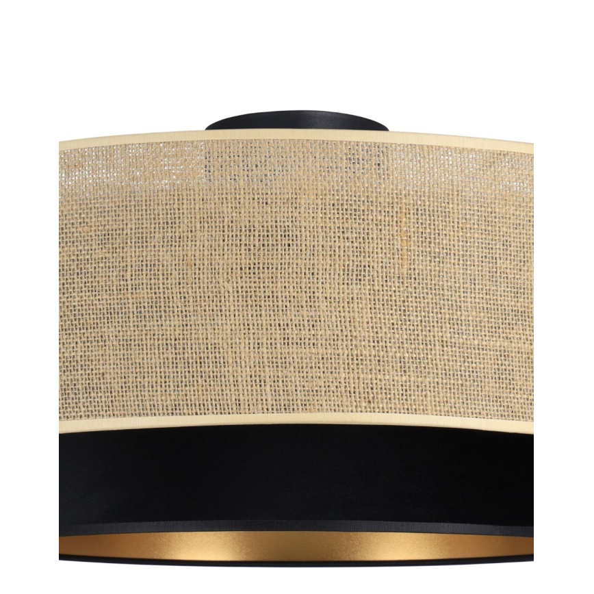 Φωτιστικό οροφής SARTA 1xE27/60W/230V, διάμ. 45 cm, μαύρο/γιούτα