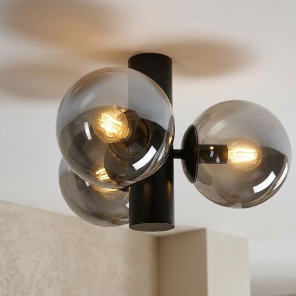 Φωτιστικό οροφής SFERIO 3xE14/5W/230V μαύρο/καπνιστό μαύρο