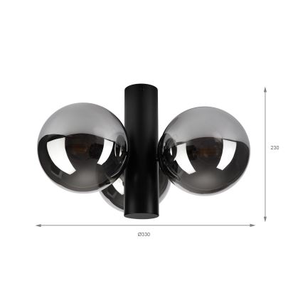 Φωτιστικό οροφής SFERIO 3xE14/5W/230V μαύρο/καπνιστό μαύρο