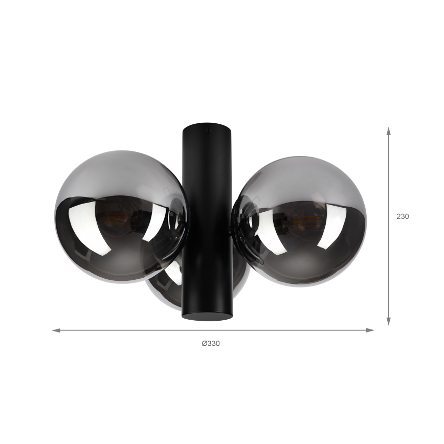 Φωτιστικό οροφής SFERIO 3xE14/5W/230V μαύρο/καπνιστό μαύρο