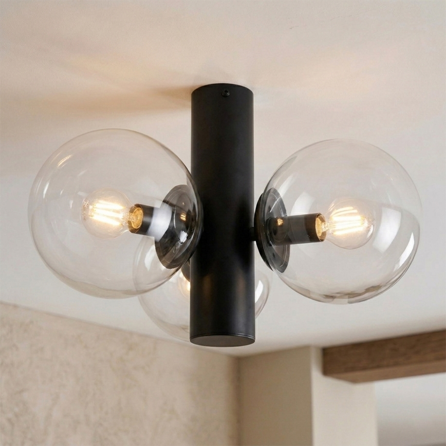 Φωτιστικό οροφής SFERIO 3xE14/5W/230V μαύρο/διάφανο