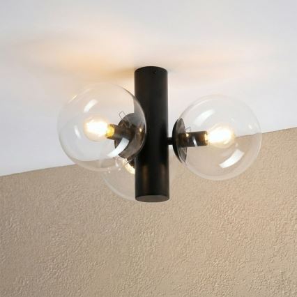 Φωτιστικό οροφής SFERIO 3xE14/5W/230V μαύρο/διάφανο
