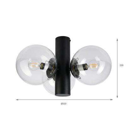 Φωτιστικό οροφής SFERIO 3xE14/5W/230V μαύρο/διάφανο
