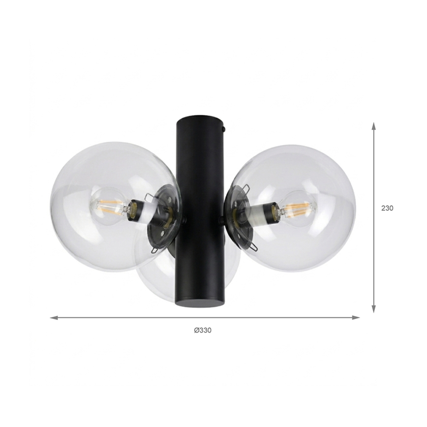 Φωτιστικό οροφής SFERIO 3xE14/5W/230V μαύρο/διάφανο