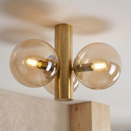 Φωτιστικό οροφής SFERIO 3xE14/5W/230V μπρούτζινο/καπνιστό μπεζ