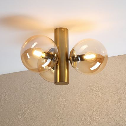 Φωτιστικό οροφής SFERIO 3xE14/5W/230V μπρούτζινο/καπνιστό μπεζ