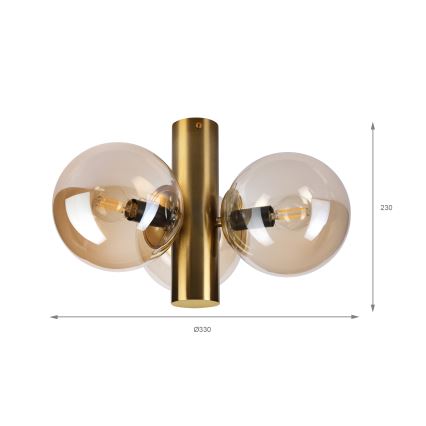 Φωτιστικό οροφής SFERIO 3xE14/5W/230V μπρούτζινο/καπνιστό μπεζ