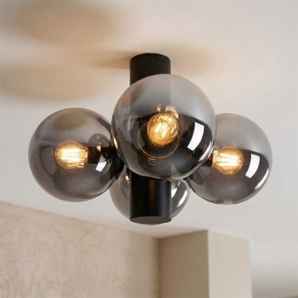 Φωτιστικό οροφής SFERIO 4xE14/5W/230V μαύρο/καπνιστό μαύρο