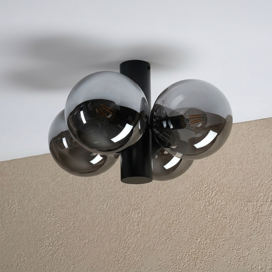 Φωτιστικό οροφής SFERIO 4xE14/5W/230V μαύρο/καπνιστό μαύρο