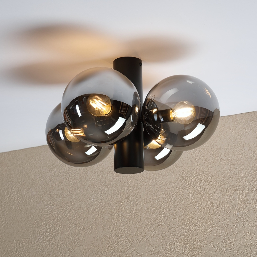 Φωτιστικό οροφής SFERIO 4xE14/5W/230V μαύρο/καπνιστό μαύρο