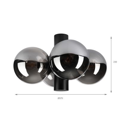 Φωτιστικό οροφής SFERIO 4xE14/5W/230V μαύρο/καπνιστό μαύρο