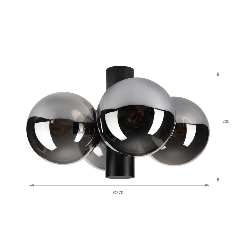 Φωτιστικό οροφής SFERIO 4xE14/5W/230V μαύρο/καπνιστό μαύρο