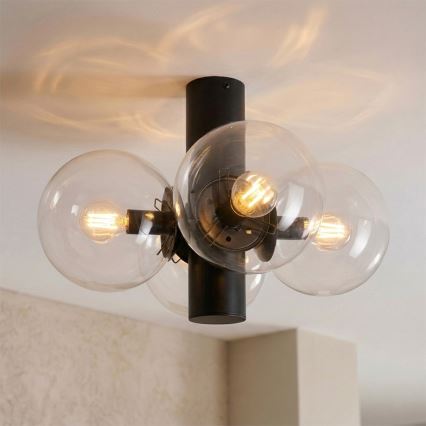 Φωτιστικό οροφής SFERIO 4xE14/5W/230V μαύρο/διάφανο