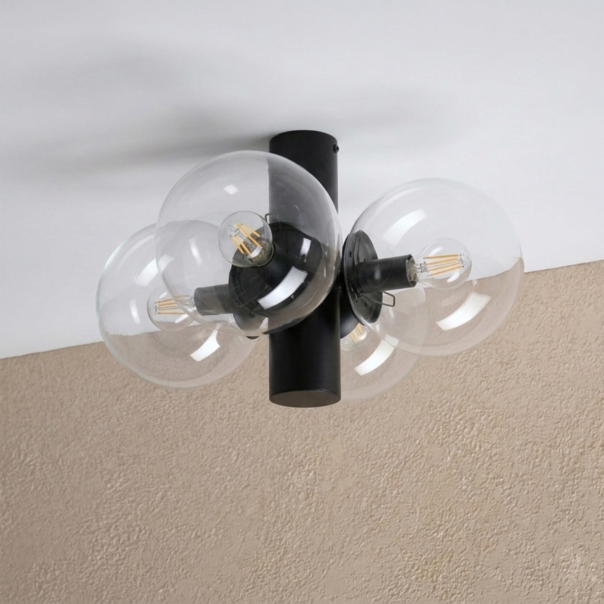 Φωτιστικό οροφής SFERIO 4xE14/5W/230V μαύρο/διάφανο