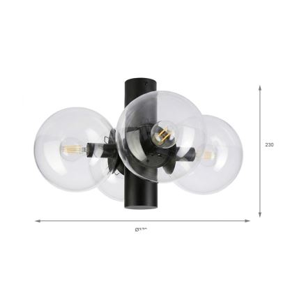 Φωτιστικό οροφής SFERIO 4xE14/5W/230V μαύρο/διάφανο
