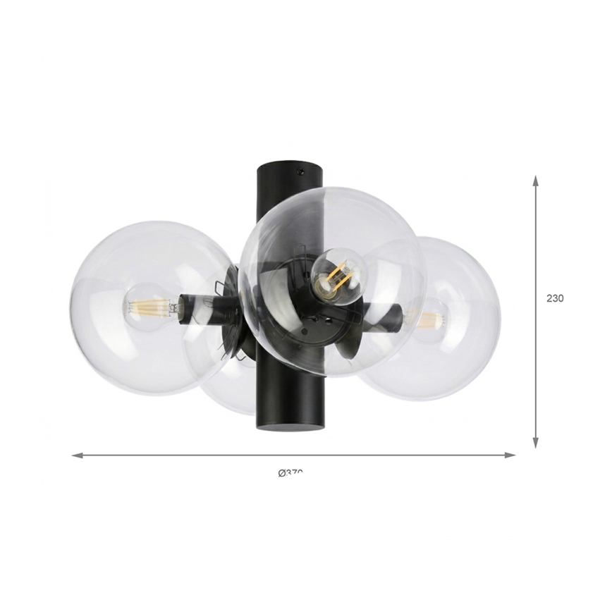Φωτιστικό οροφής SFERIO 4xE14/5W/230V μαύρο/διάφανο