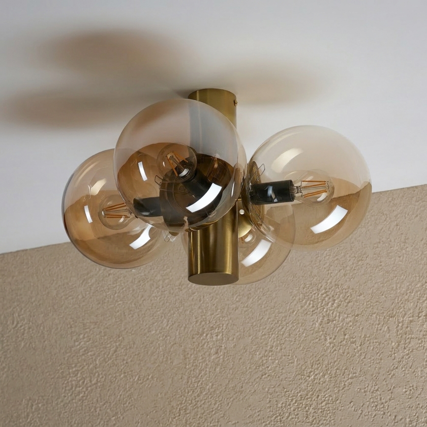 Φωτιστικό οροφής SFERIO 4xE14/5W/230V χρώμα ορείχαλκου/καπνιστό μπεζ