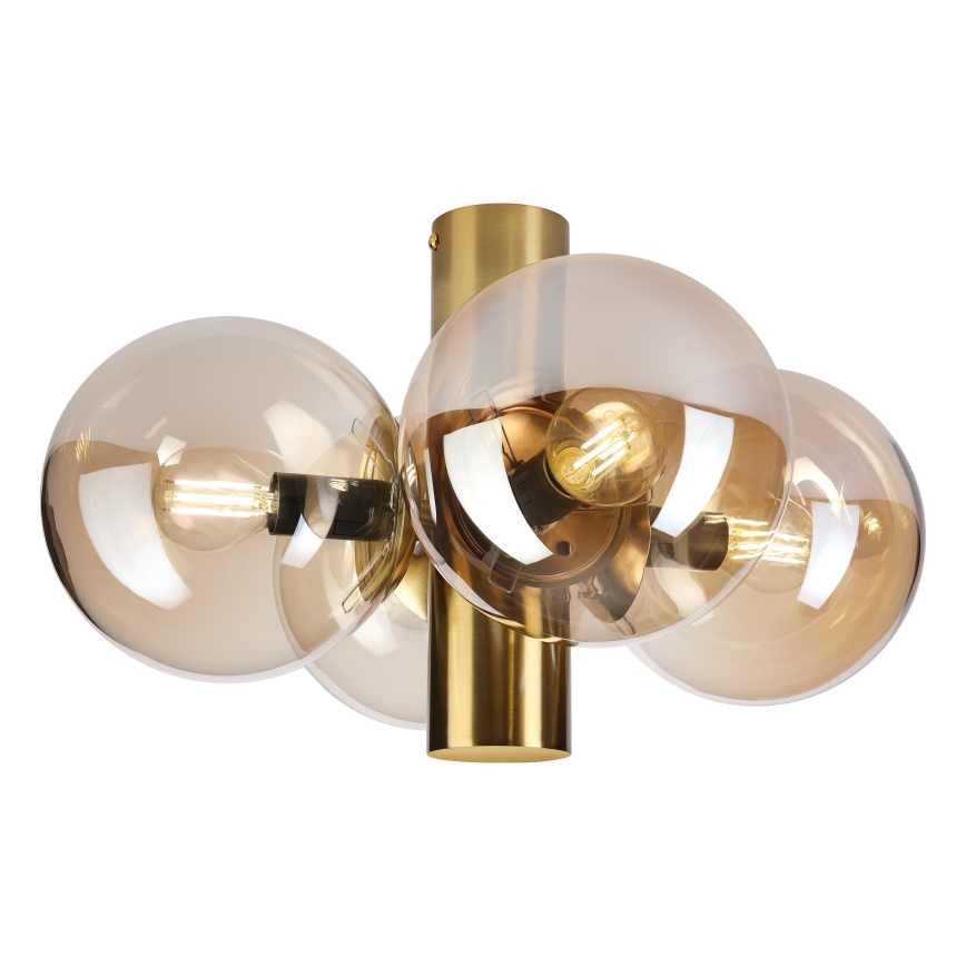 Φωτιστικό οροφής SFERIO 4xE14/5W/230V χρώμα ορείχαλκου/καπνιστό μπεζ