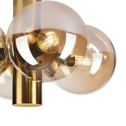 Φωτιστικό οροφής SFERIO 4xE14/5W/230V χρώμα ορείχαλκου/καπνιστό μπεζ
