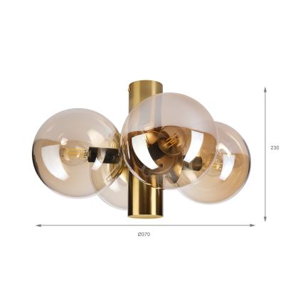 Φωτιστικό οροφής SFERIO 4xE14/5W/230V χρώμα ορείχαλκου/καπνιστό μπεζ