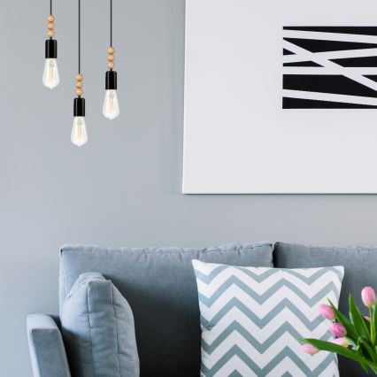 Φωτιστικό οροφής με καλώδιο SIMON 3xE27/60W/230V σε χρώμα οξιάς