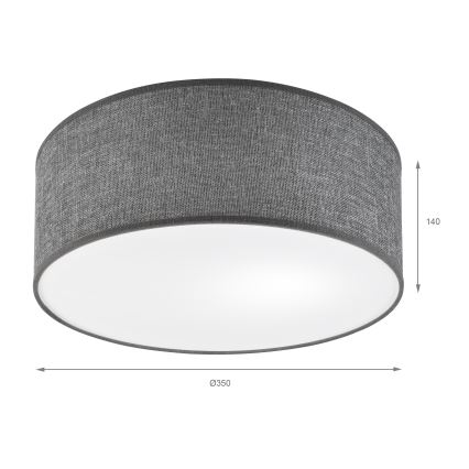 Φωτιστικό οροφής SIRJA 1xE27/15W/230V διάμ. 35 cm γκρι