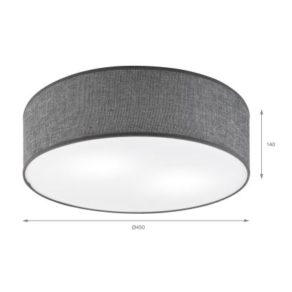 Φωτιστικό οροφής SIRJA 2xE27/15W/230V Ø 45 cm γκρι