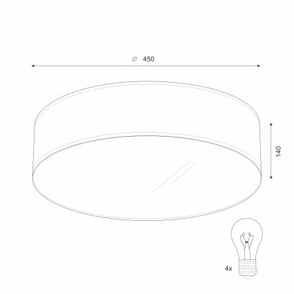 Φωτιστικό οροφής SIRJA DOUBLE 4xE27/15W/230V διάμετρος 45 cm κρεμ
