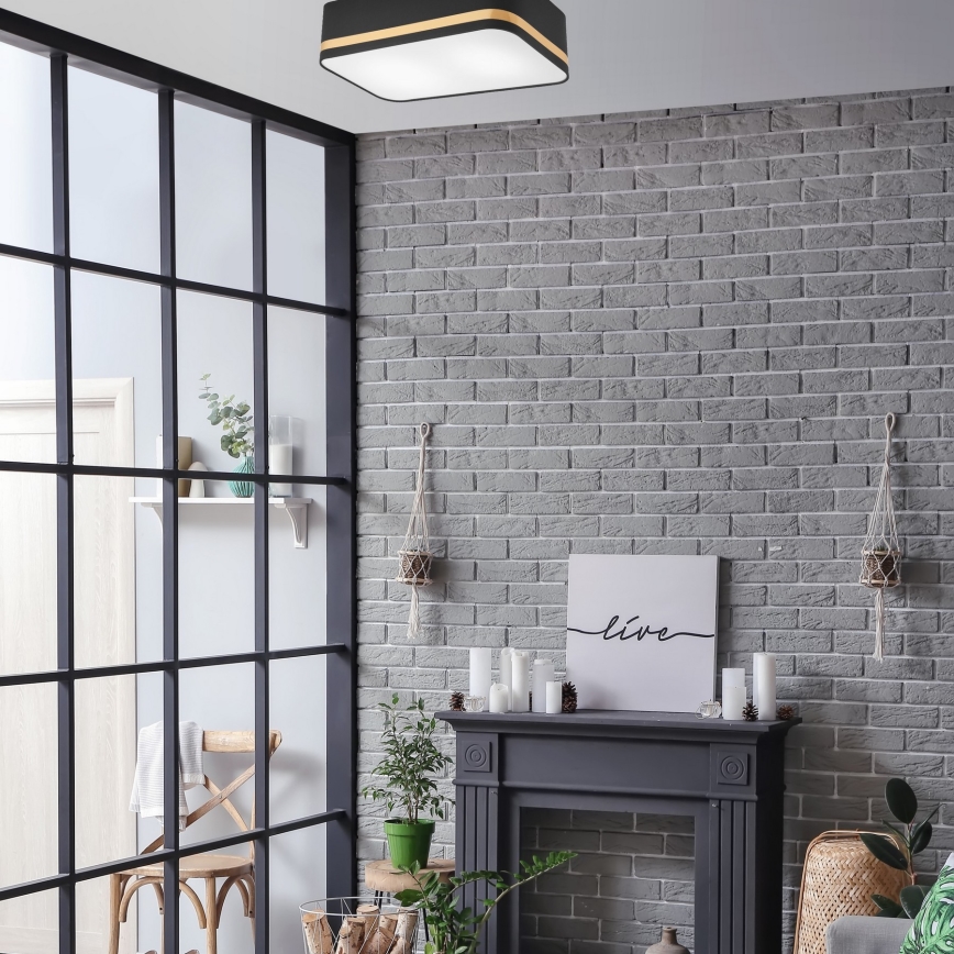 Φωτιστικό οροφής SIRJA SQUARE STRIPE 2xE27/15W/230V μαύρο/χρυσαφί