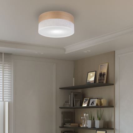 Φωτιστικό οροφής SIRJA WOOD 1xE27/15W/230V διάμετρος 35 cm λευκό/δρυς