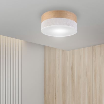 Φωτιστικό οροφής SIRJA WOOD 1xE27/15W/230V διάμετρος 35 cm λευκό/δρυς