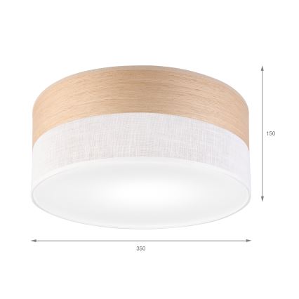 Φωτιστικό οροφής SIRJA WOOD 1xE27/15W/230V διάμετρος 35 cm λευκό/δρυς