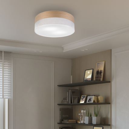 Φωτιστικό οροφής SIRJA WOOD 2xE27/15W/230V διάμετρος 45 cm λευκό/δρυς