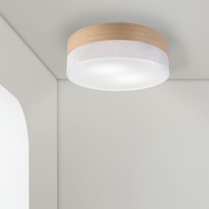 Φωτιστικό οροφής SIRJA WOOD 2xE27/15W/230V διάμετρος 45 cm λευκό/δρυς