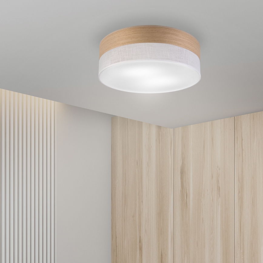 Φωτιστικό οροφής SIRJA WOOD 2xE27/15W/230V διάμετρος 45 cm λευκό/δρυς