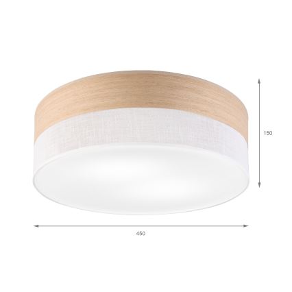 Φωτιστικό οροφής SIRJA WOOD 2xE27/15W/230V διάμετρος 45 cm λευκό/δρυς