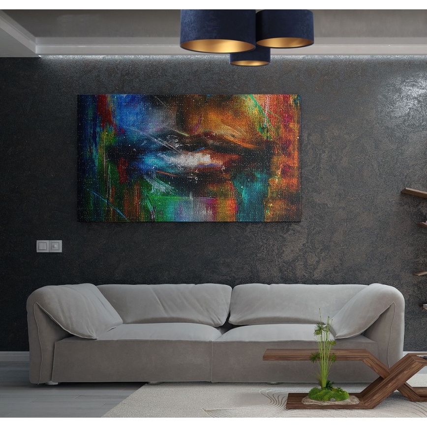 Φωτιστικό οροφής SPACE 3xE27/60W/230V μπλε/χρυσαφί