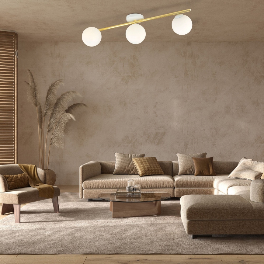 Φωτιστικό οροφής SPLENDI 3xE14/10W/230V λευκό/χρυσό