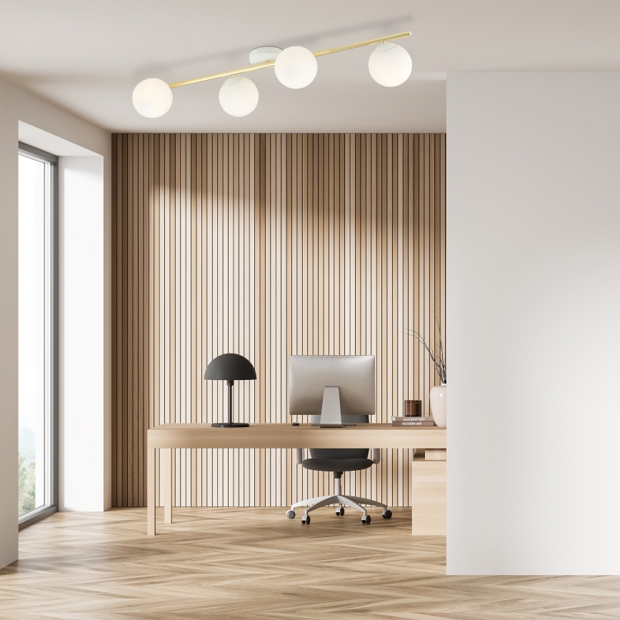 Φωτιστικό οροφής SPLENDI 4xE14/10W/230V λευκό/χρυσό