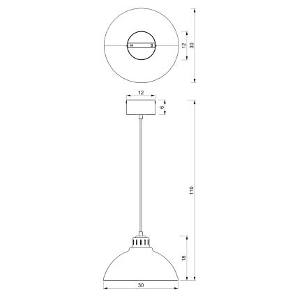 Φωτιστικό οροφής με καλώδιο SVEN 1xE27/15W/230V κόκκινο