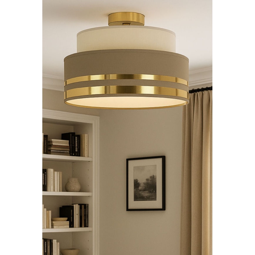 Φωτιστικό οροφής TAMI 1xE27/60W/230V διάμετρος 40 cm μπεζ/καφέ/χρυσό