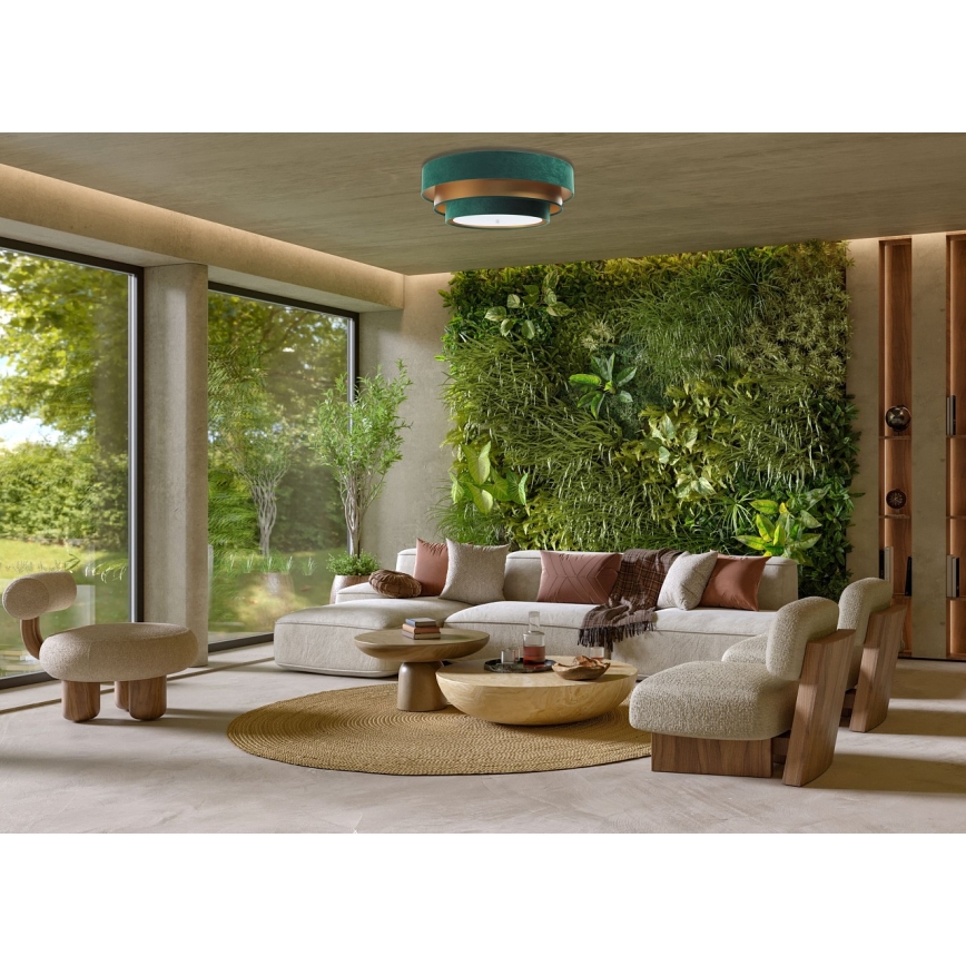 Φωτιστικό οροφής TRINITI 2xE27/60W/230V πράσινο/χρυσό