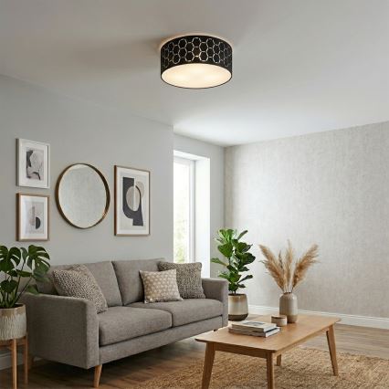 Φωτιστικό οροφής ULLE 1xE27/15W/230V διάμ. 35 εκ. μαύρο