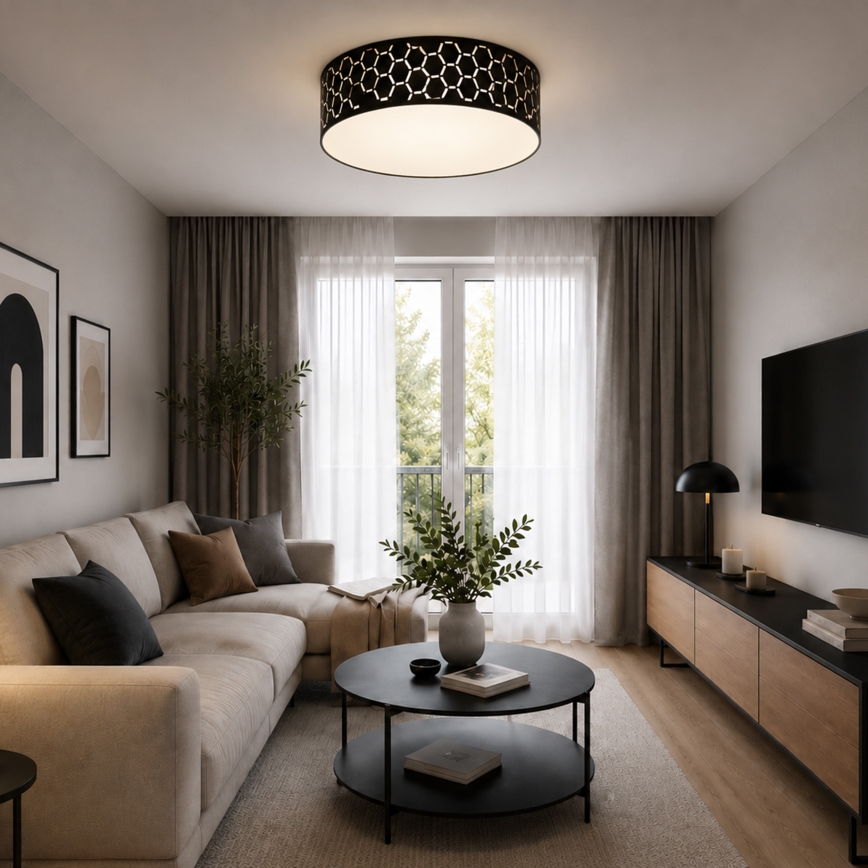 Φωτιστικό οροφής ULLE 2xE27/15W/230V Ø 45 εκ. μαύρο