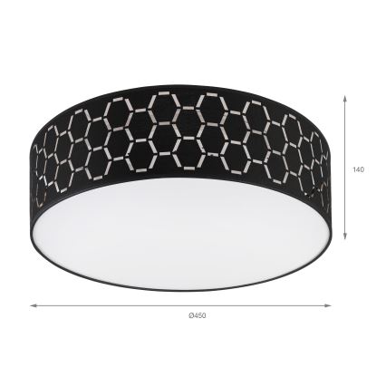 Φωτιστικό οροφής ULLE 2xE27/15W/230V Ø 45 εκ. μαύρο