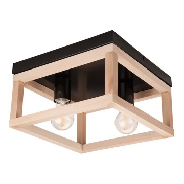 Φωτιστικό οροφής VILLY 2xE27/60W/230V μπεζ/μαύρο οξιά