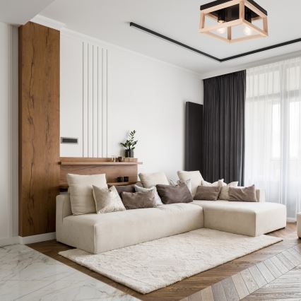 Φωτιστικό οροφής VILLY 2xE27/60W/230V μπεζ/μαύρο οξιά