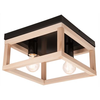 Φωτιστικό οροφής VILLY 2xE27/60W/230V μπεζ/μαύρο οξιά