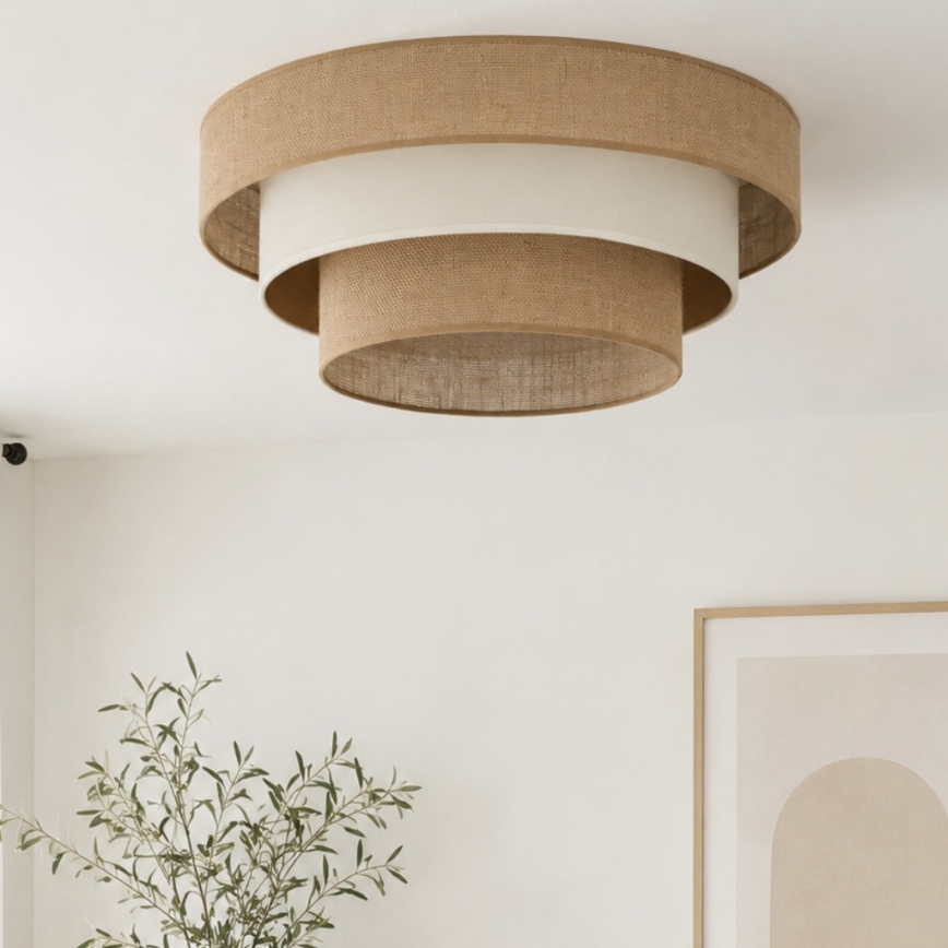 Φωτιστικό οροφής WENTA 1xE27/60W/230V Ø 50 cm τζούτα/μπεζ