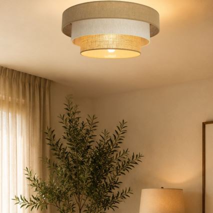 Φωτιστικό οροφής WENTA 1xE27/60W/230V Ø 50 cm γιούτα/κρεμ
